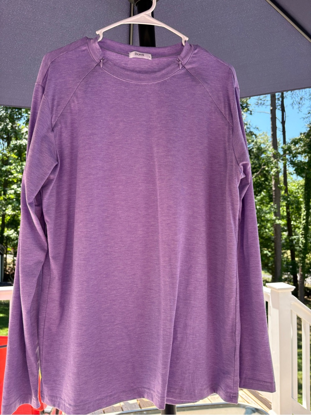 Lightweight Purple Long-Sleeve Crewneck Top- for PORT access, zippers both sides